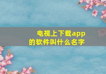 电视上下载app的软件叫什么名字