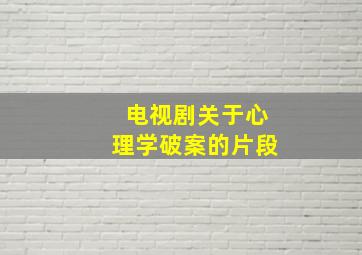 电视剧关于心理学破案的片段