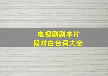 电视剧剧本片段对白台词大全