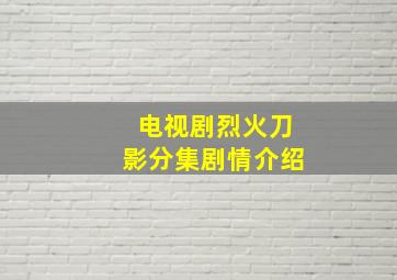 电视剧烈火刀影分集剧情介绍