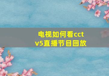 电视如何看cctv5直播节目回放