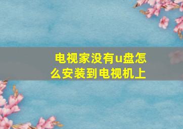 电视家没有u盘怎么安装到电视机上