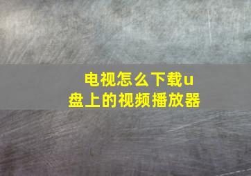 电视怎么下载u盘上的视频播放器