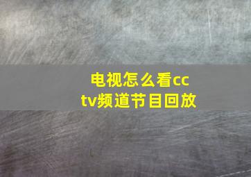 电视怎么看cctv频道节目回放