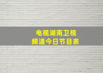 电视湖南卫视频道今日节目表