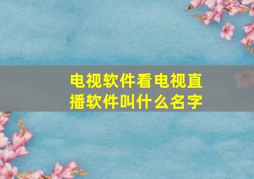 电视软件看电视直播软件叫什么名字