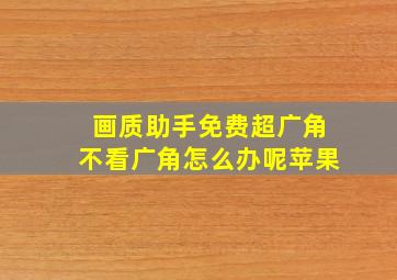 画质助手免费超广角不看广角怎么办呢苹果