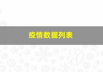 疫情数据列表