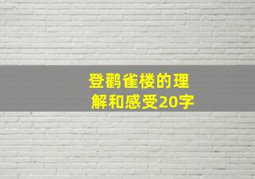 登鹳雀楼的理解和感受20字