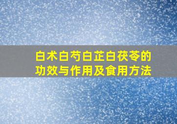 白术白芍白芷白茯苓的功效与作用及食用方法