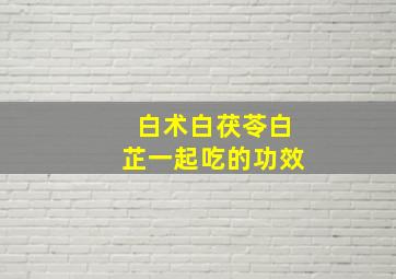 白术白茯苓白芷一起吃的功效