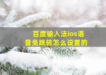 百度输入法ios语音免跳转怎么设置的