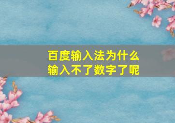 百度输入法为什么输入不了数字了呢