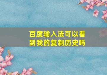 百度输入法可以看到我的复制历史吗