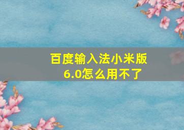 百度输入法小米版6.0怎么用不了