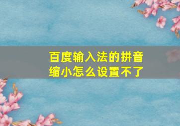 百度输入法的拼音缩小怎么设置不了