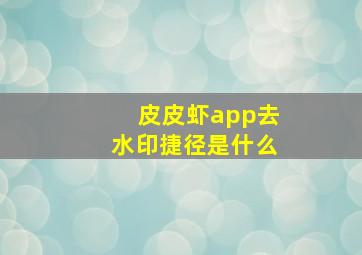 皮皮虾app去水印捷径是什么