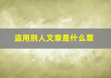 盗用别人文章是什么罪