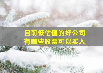 目前低估值的好公司有哪些股票可以买入