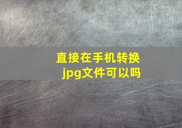 直接在手机转换jpg文件可以吗