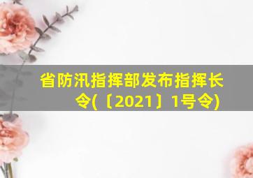 省防汛指挥部发布指挥长令(〔2021〕1号令)