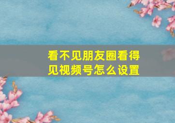 看不见朋友圈看得见视频号怎么设置