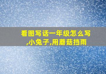 看图写话一年级怎么写,小兔子,用蘑菇挡雨