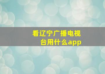 看辽宁广播电视台用什么app