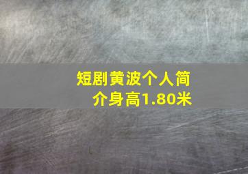 短剧黄波个人简介身高1.80米