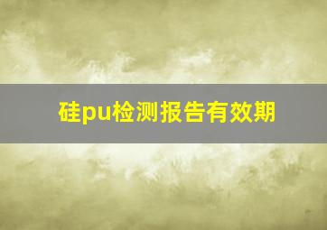 硅pu检测报告有效期