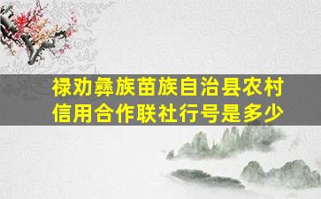 禄劝彝族苗族自治县农村信用合作联社行号是多少