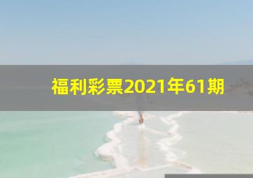 福利彩票2021年61期