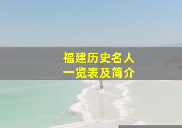 福建历史名人一览表及简介