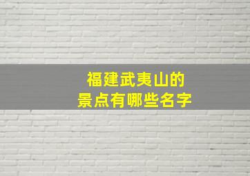 福建武夷山的景点有哪些名字