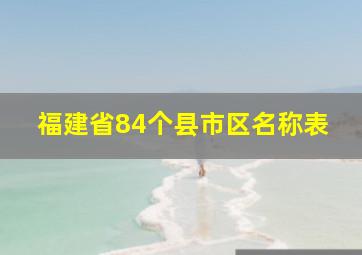 福建省84个县市区名称表