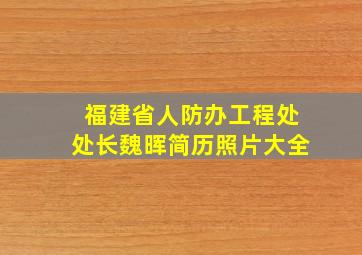 福建省人防办工程处处长魏晖简历照片大全