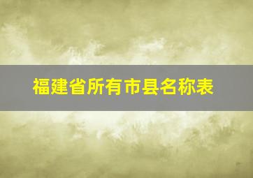 福建省所有市县名称表