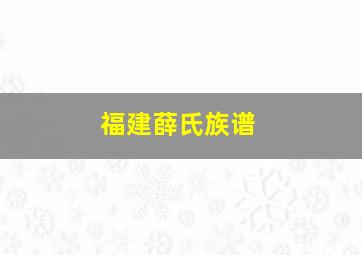 福建薛氏族谱