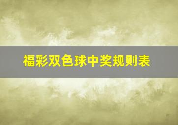 福彩双色球中奖规则表