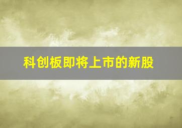 科创板即将上市的新股