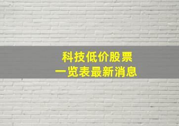 科技低价股票一览表最新消息