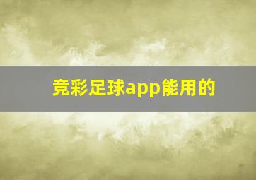 竞彩足球app能用的