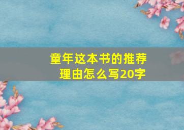 童年这本书的推荐理由怎么写20字