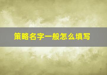 策略名字一般怎么填写