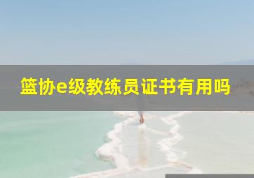 篮协e级教练员证书有用吗