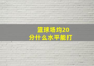 篮球场均20分什么水平能打