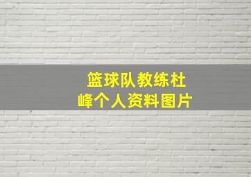 篮球队教练杜峰个人资料图片