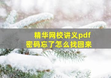 精华网校讲义pdf密码忘了怎么找回来