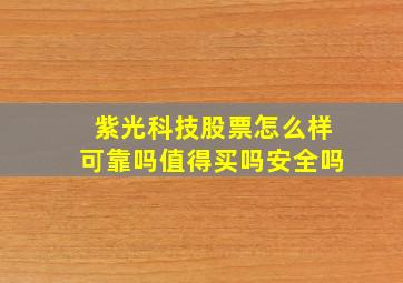 紫光科技股票怎么样可靠吗值得买吗安全吗