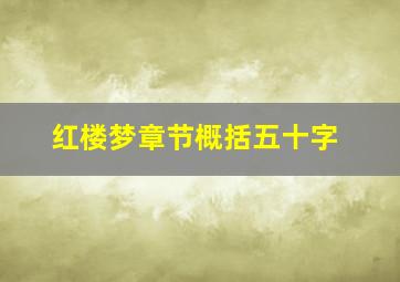 红楼梦章节概括五十字